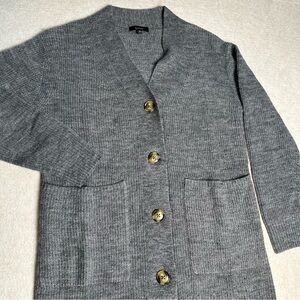 Quince Baby Alpaca Wool Oversized Cardigan Womens S Charcoal Fuzzy Preppy Cozy